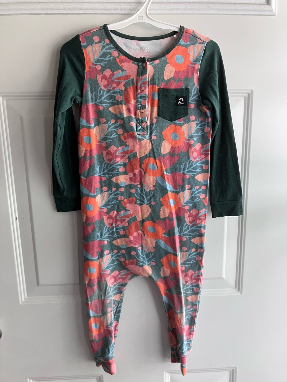 Rags romper pink green floral 3T 4T
